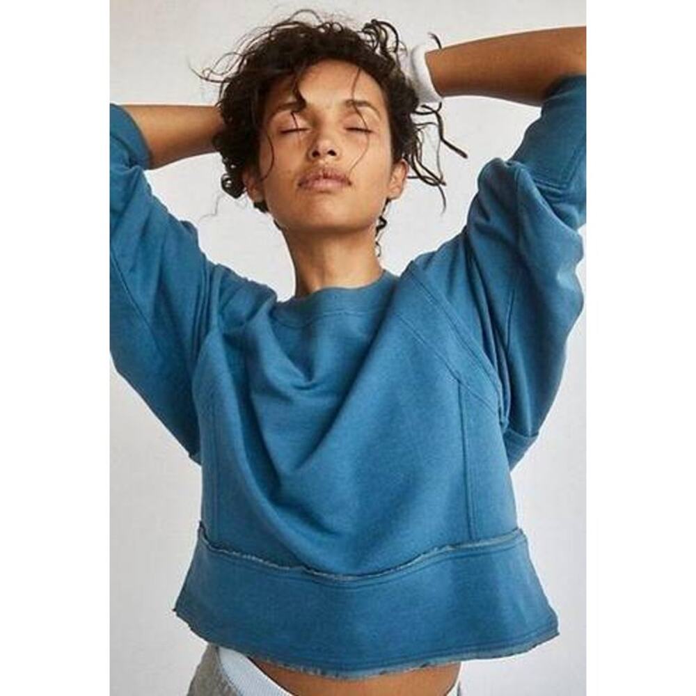 Free People Movement Size XS Blue Oversized Pullover